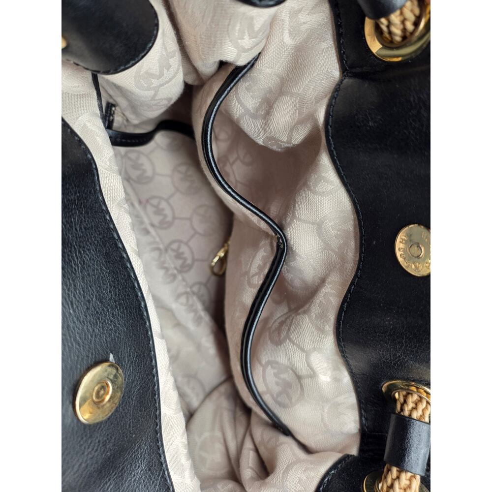 Michael Kors Marina Tie Dye Tote Blue Canvas Large Bag Tassel Gold Hardware